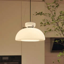 小红书推荐中古风客厅灯复古法式包豪斯日式简约卧室奶油玻璃吊灯