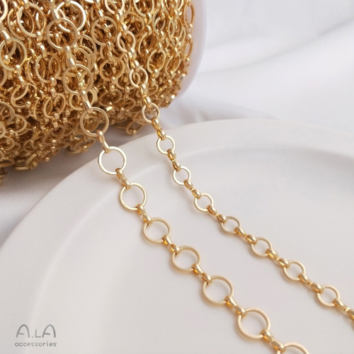 Color-preserving 14K gold-filled 6mm ring chain 8mm round O chain handmade loose chain diy bracelet earrings jewelry materials