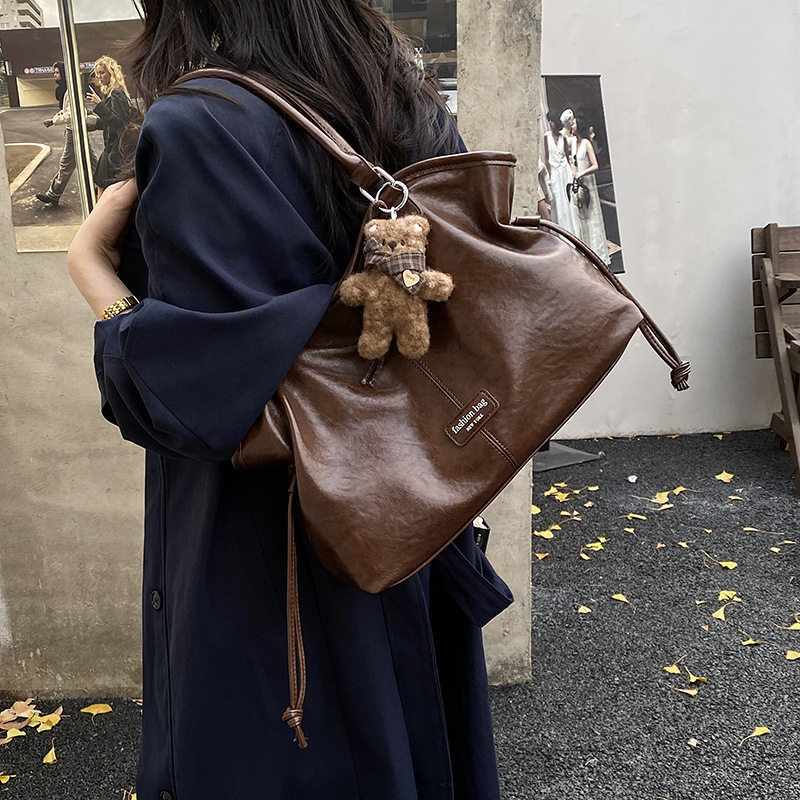 Túi tote nữ da PU , túi xách tay đi làm đựng đồ dung lượng lớn — Gạo trắng không có mặt dây chuyền, Màu cà phê Không có mặt dây chuyền, Màu nâu không có mặt dây chuyền, Đen không có mặt dây chuyền chi tiết 16