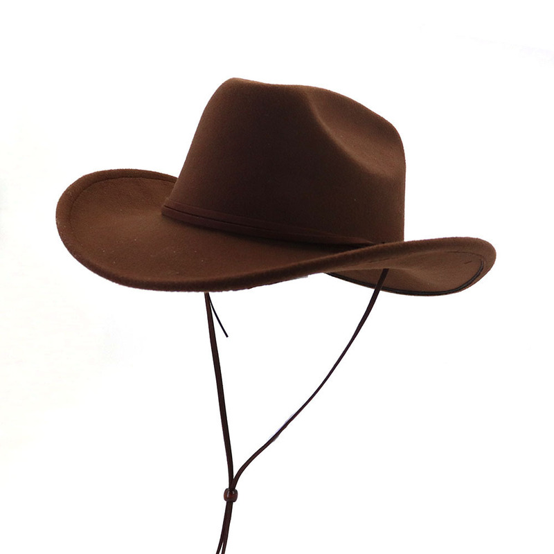 New Foreign Trade Cross-border Ethnic Minority Style Woolen Western Woolen Cowboy Hat Men and Women Couple Hat Ceremony Hat