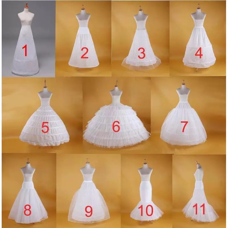 Bridal Wedding Dress Petticoat with One Hoop, Two Hoops, Three Hoops, Six Hoops, with Added Tulle, Lolita-Style Adjustable Performance Underskirt for Formal Dresses