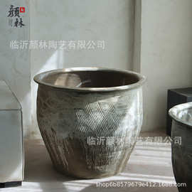 复古庭院大缸陶缸水缸手工土缸透气养鱼缸睡莲缸园林造景种树大盆