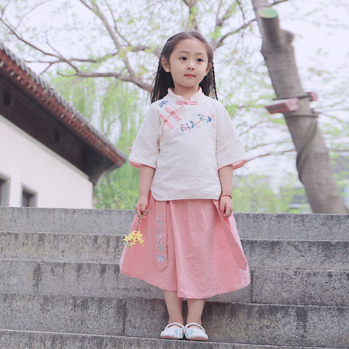 Children's Hanfu Summer Girl's Tangzhuang Qipao Modified Hanfu Ruqun Pants Little Girl National Style Children's Clothing Ethnic Costume