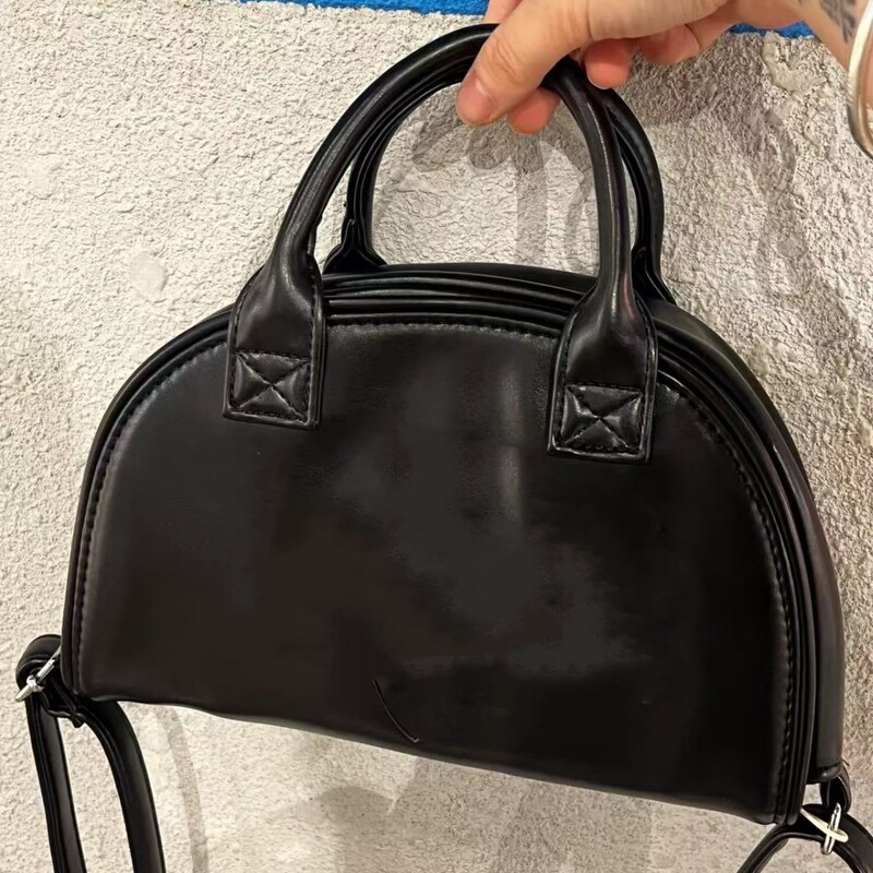 2024 Adidas Clover Black Leather Mini Shoulder Bag Crossbody Bag Women's Pu Retro Sports Single