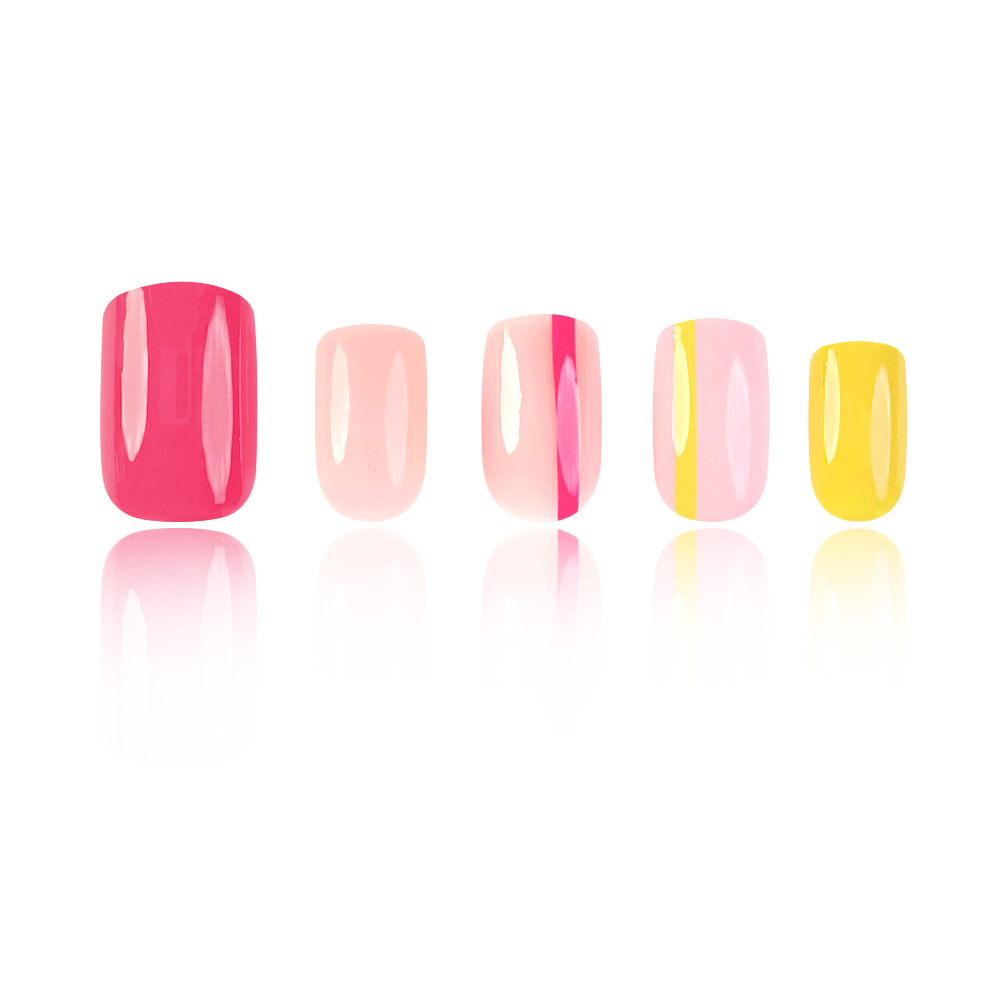 Simple ins estilo portátil parche de uñas Rosa línea roja fábrica de uñas falsas pieza de uñas producto terminado uñas al por mayor image 6
