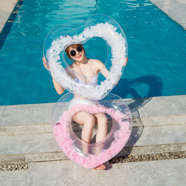 Water inflatable swimming ring heart shaped PVC