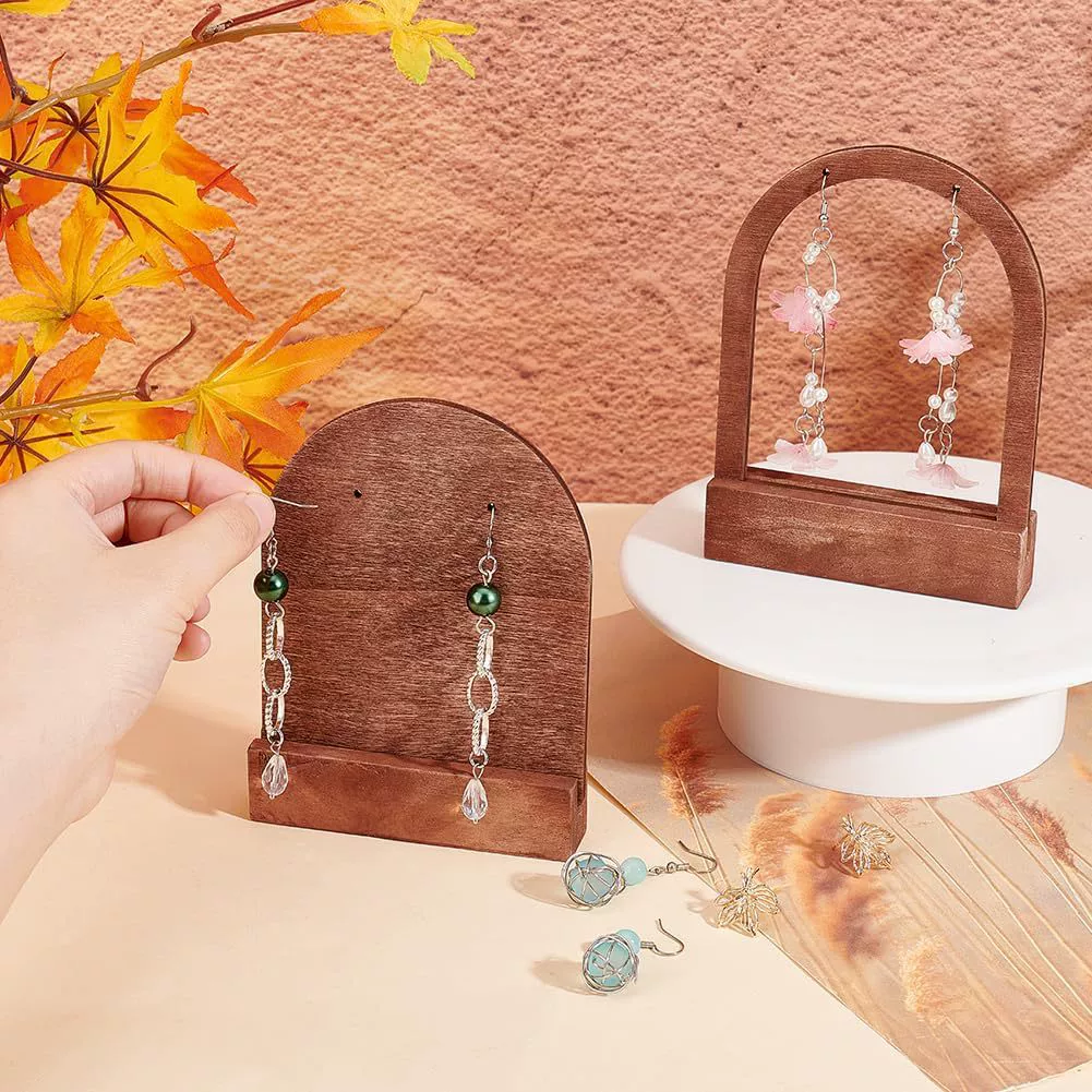 Серьги дисплей лук-образный деревянный каркас из дерева пара серьги кронштейн с деревянной основой серьги ювелирные изделия деревянный кронштейн