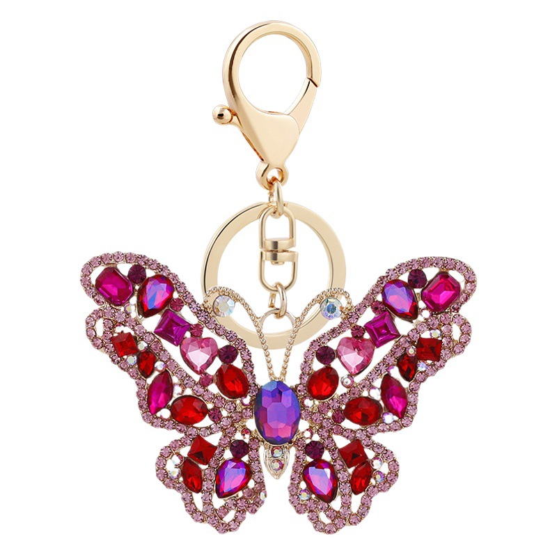 Europa y América transfronteriza nuevo diamante cristal mariposa llavero colgante de metal coche llavero bolsa de accesorios al por mayor