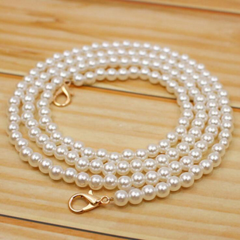 진주 목걸이 버클 진주 가방 체인 확장 여성 슬렁 어깨 끈 체인 모조 진주 가방 벨트 가방 액세서리