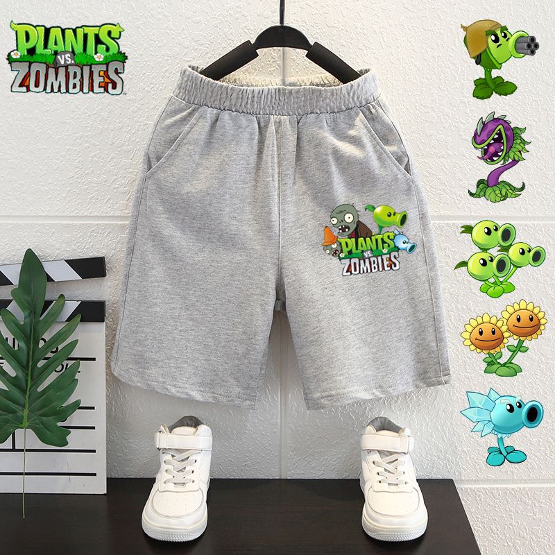 Plants vs. Zombies Joint Boys Shorts Machine Gun Pea Shooter Dr. Rigid Wang Children's Pants Five-point Pants Tide