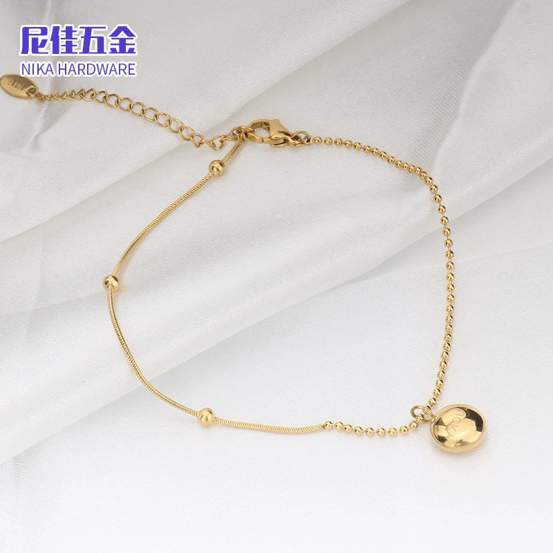 Small golden ankle bracelet stainless steel, internet celebrity, light luxury style