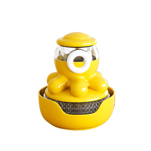 Octopus pot brush artifact automatic liquid-adding pot brush press kitchen household stove cleaning brush does not hurt your hands and does not stick to the pot