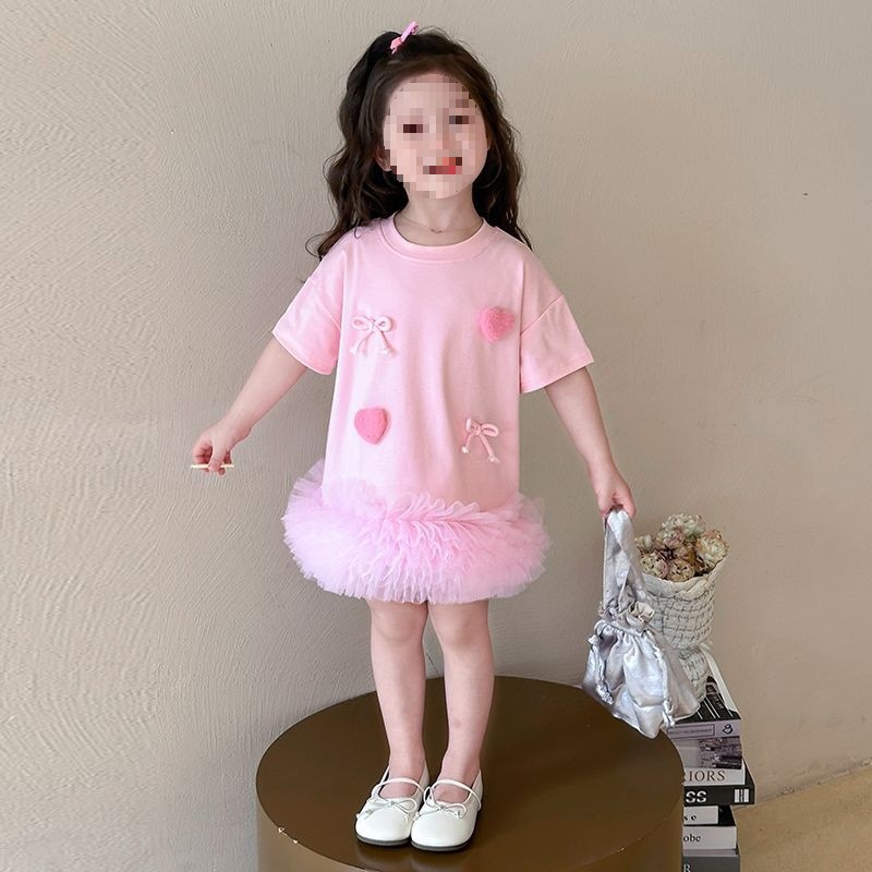 Girls Dress Summer 2025 New Baby Girl Love Skirt Children's Summer Dress Little Girl Princess Dress Summer Style