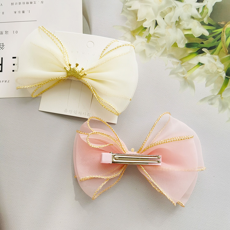 Girl'S Casual Sweet Crown Bow Knot Cloth Lace Hair Clip display picture 14
