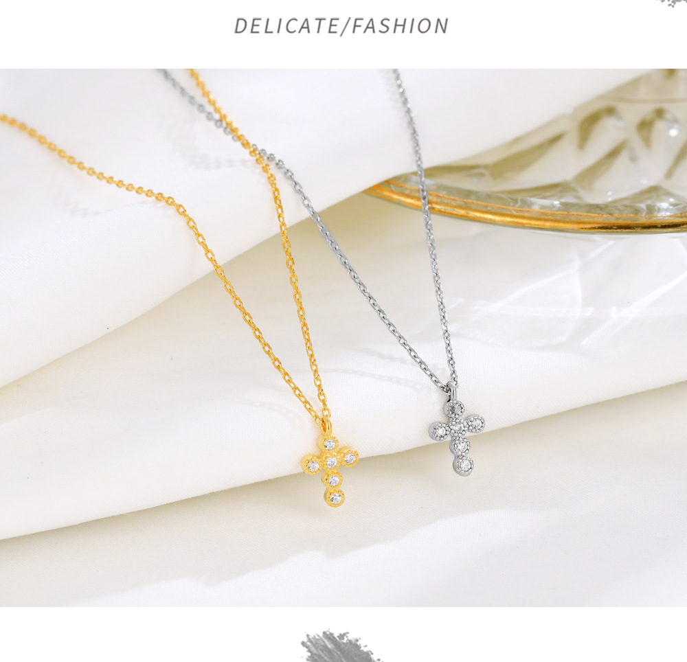 4g Weight 925 Sterling Silver Pendant Material Pendant Necklace Classification 925 sterling silver Chain Material Daily Occasion 925 Sterling Silver Material Cross Pattern Women's Gender Diamond Design Elegant, Simple Style Style 925 Sterling Silver Cross 925 Sterling Silver Pendant Necklace 3