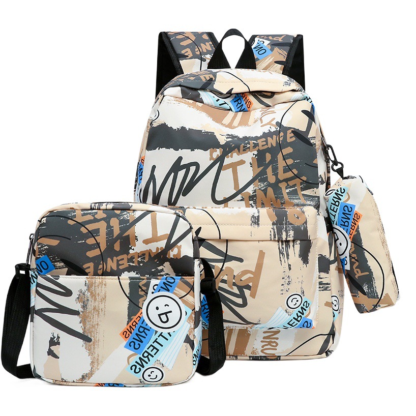 Nueva moda femenina estudiante universitario mochila graffiti simple fábrica al por mayor bolsa casual