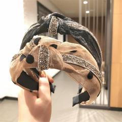 2024新款髮飾品韓版網紅水鑽發箍女韓國波點歐根紗寬邊頭箍發卡