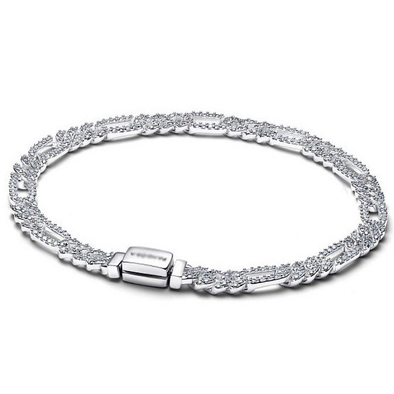 Panjia nuevo cobre plateado oro amor reloj brillante cadena cubana de diamantes explosión transfronteriza pulsera de lujo ligera image 3