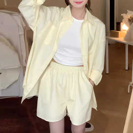 2026新款女装薄款衬衫上衣背心三件套小个子穿搭一整套夏季短裤女