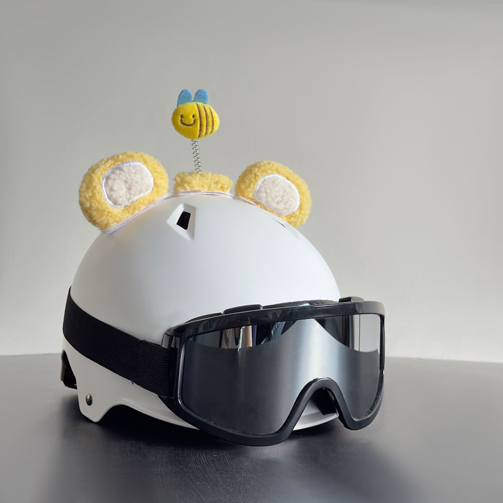Ear Helmet Decoration for Motorcycles, Cute Plush Doll for Electric Vehicles, Ski Riders, Motorcycle Decorations, Detachable