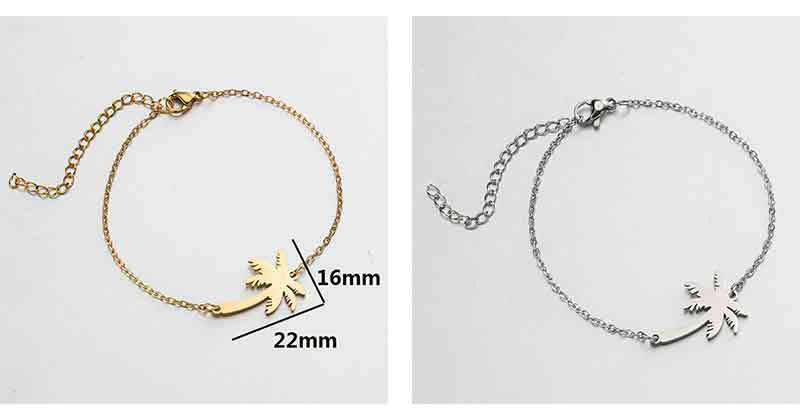 PVD Coated Gold Plating Process PVD Coated 18K Gold Real Gold Plated Tree Coconut Tree 201 Stainless Steel Simple Style Waterproof Non Tarnish 201 Stainless Steel Bracelets