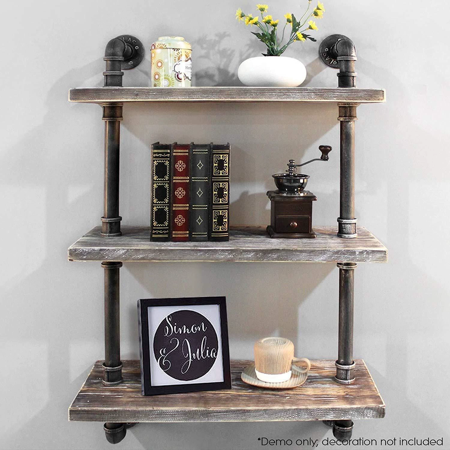 Американская ретро-ремесленная водопроводная стойка настенная стойка двухслойная железная трубная стойка промышленная настенная полка