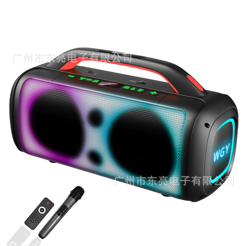 Cross-border new outdoor portable high-power Bluetooth speaker dual speaker heavy subwoofer K song party lights audio Cross-border new outdoor portable high-power Bluetooth speaker dual speaker heavy subwoofer K song party lights audio