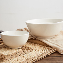 陶磁器食器純白厚手茶碗4.5羅漢碗ラーメン碗ラーメン碗家庭用ご飯商用磁器碗bowl