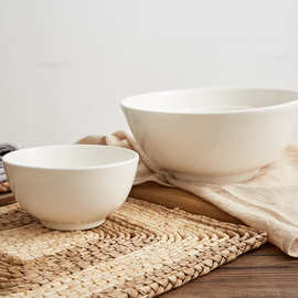 陶瓷餐具纯白加厚饭碗4.5罗汉碗泡面碗拉面碗家用饭商用瓷碗bowl