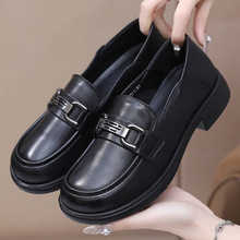 2025春季新款头层牛皮乐福鞋套脚女单鞋休闲百搭软底小皮鞋批发