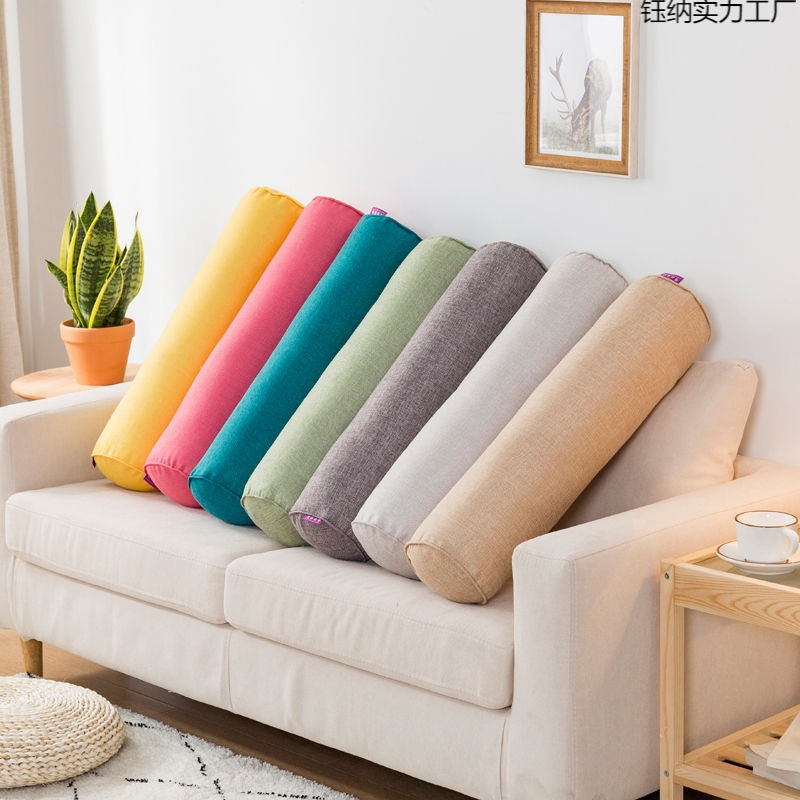 棉麻脚枕沙发头枕腰靠抱枕圆柱院垫脚枕可拆洗长条枕头套包邮