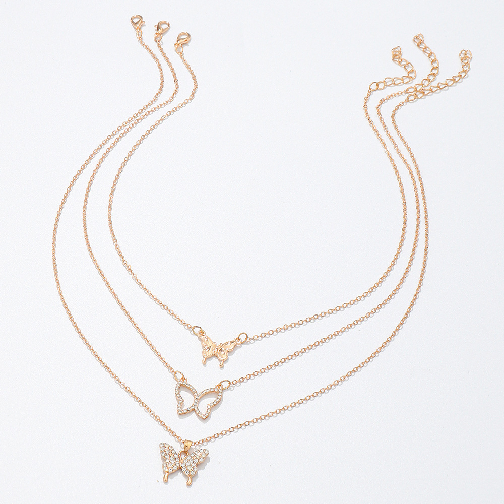 Fashion Geometric Alloy Rhinestones Necklace 3 Pieces