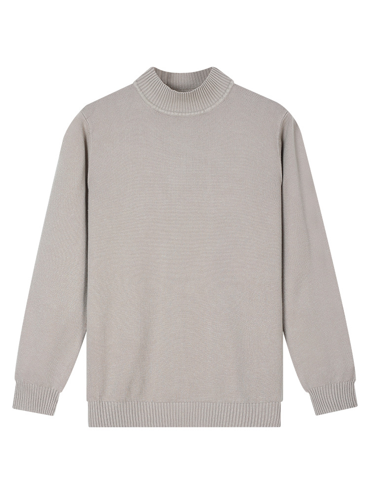 Otoño y invierno de alto nivel suéter de cuello medio alto hombre color sólido versátil perezoso manga larga chaqueta de punto caliente camiseta de fondo hombre