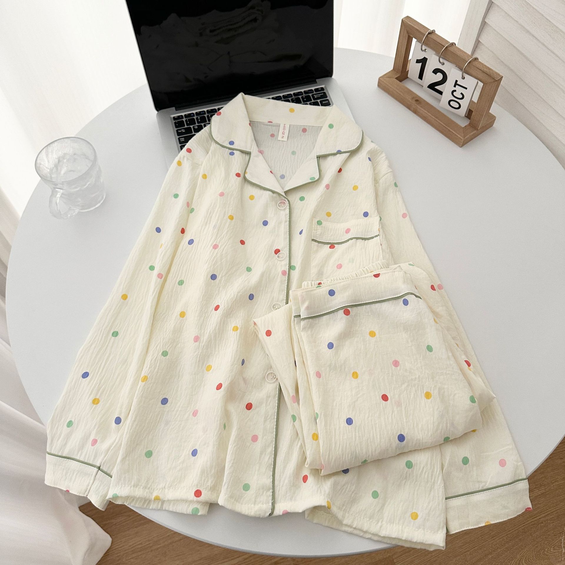Transfronterizo Vietnam al por mayor nubes de algodón pijama de otoño cardigans de dibujos animados con solapa nuevos pantalones de manga larga ropa para el hogar