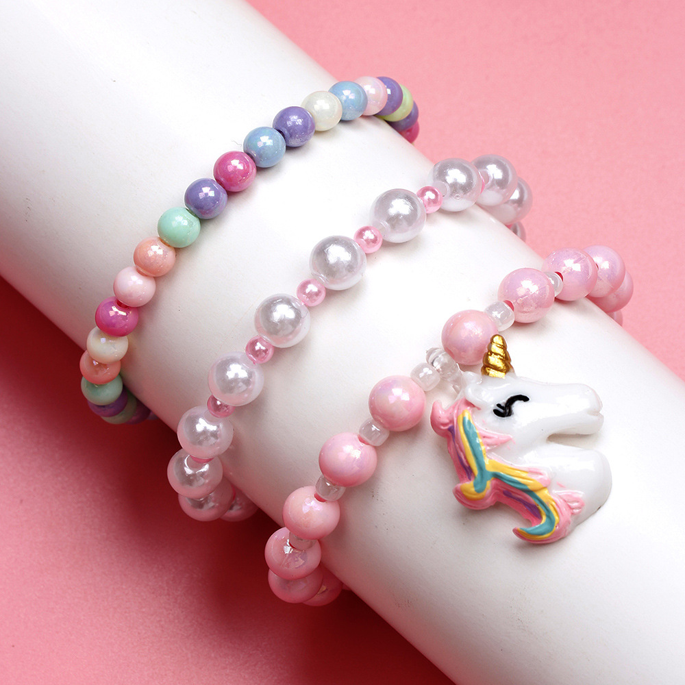 Cute Unicorn Beaded Plastic Kidu0027S Bracelets 1 Set