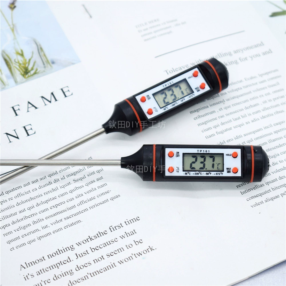Electronic thermometer, handmade soap, lipstick, temperature measurement