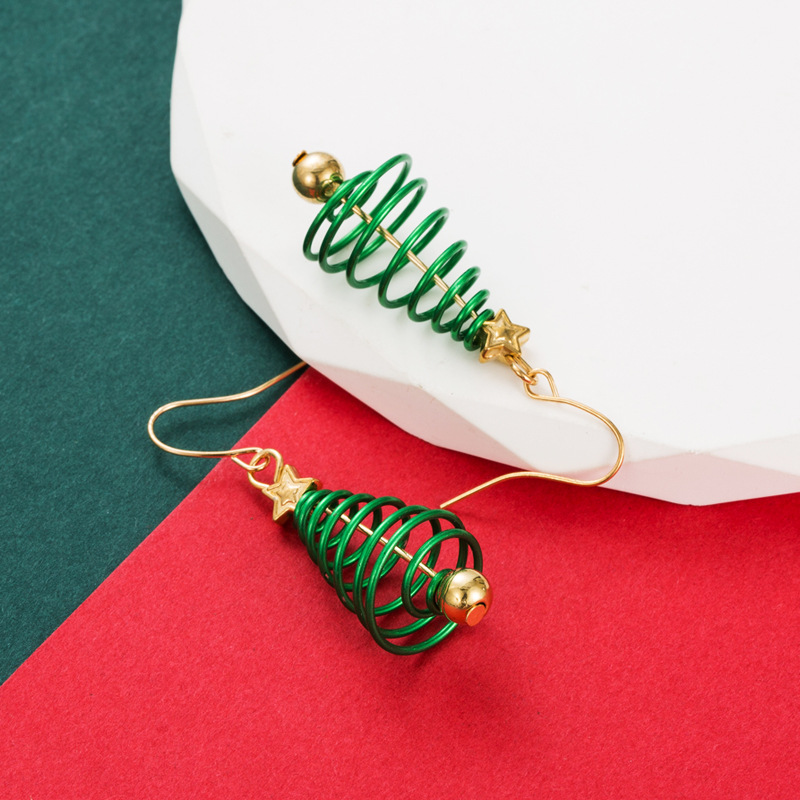 Christmas Festival Christmas Tree Pattern Women'S Gender 1 Pair Fashion Christmas Tree Enamel Alloy Drop Earrings