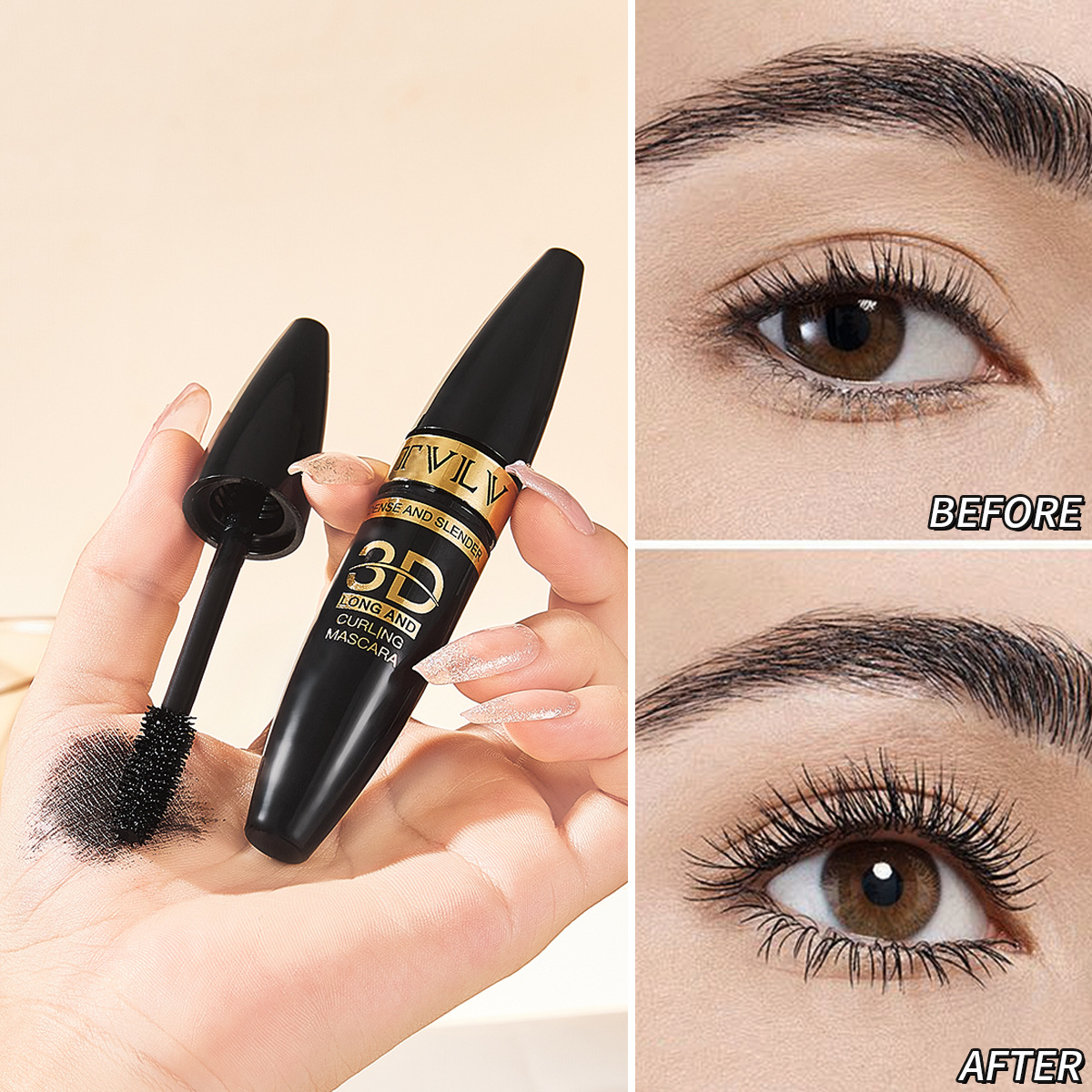 跨境胖子卷翹睫毛膏超長定型防水不暈染持久濃密自然睫毛膏