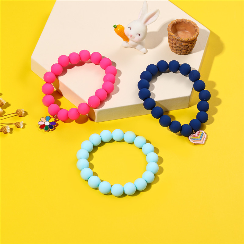 Cartoon Style Solid Color Arylic Beaded Kidu0027S Bracelets 3 Piece Set