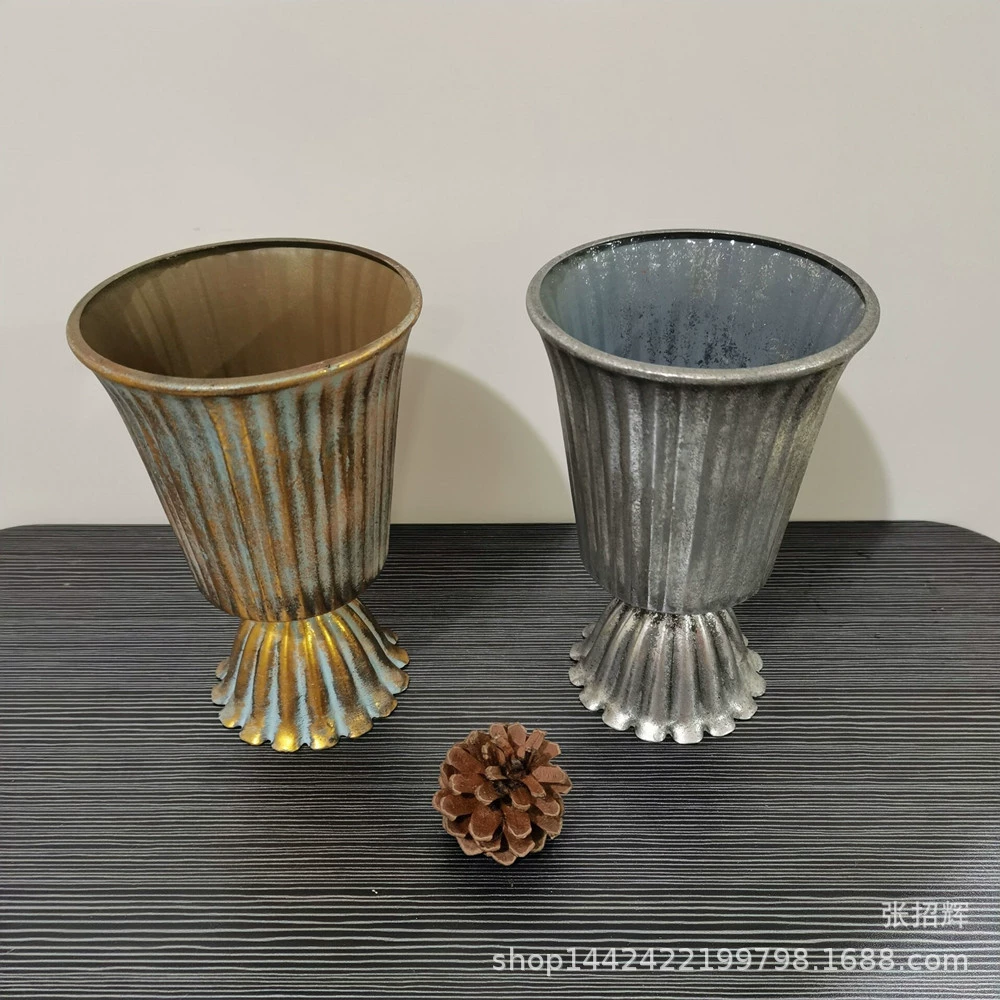 Современный минималистский винтажный Европейский Стиль, Золотая и серебряная железная Трофейная ваза, искусственный цветок, букет из сухоцветов, цветочный магазин, Цветочная композиция