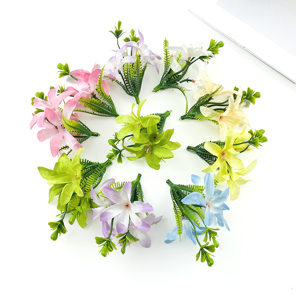 물 잔디 난초 DIY 헤어핀 꽃 헤드웨어 소재 가방 액세서리 웨딩 홀 꽃 벽 꽃 옷 후드 가짜 꽃 소품