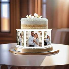 创意亚克力六边形DIY相框蛋糕架 婚礼生日派对蛋糕分层器蛋糕托盘