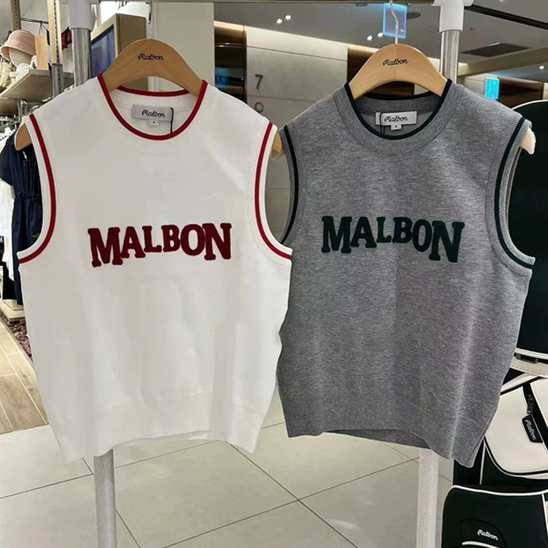 South Korea MALBON GOLF Golf Vest Women 24 Years Autumn and Winter New Round Neck Sports Knitwear Vest Women