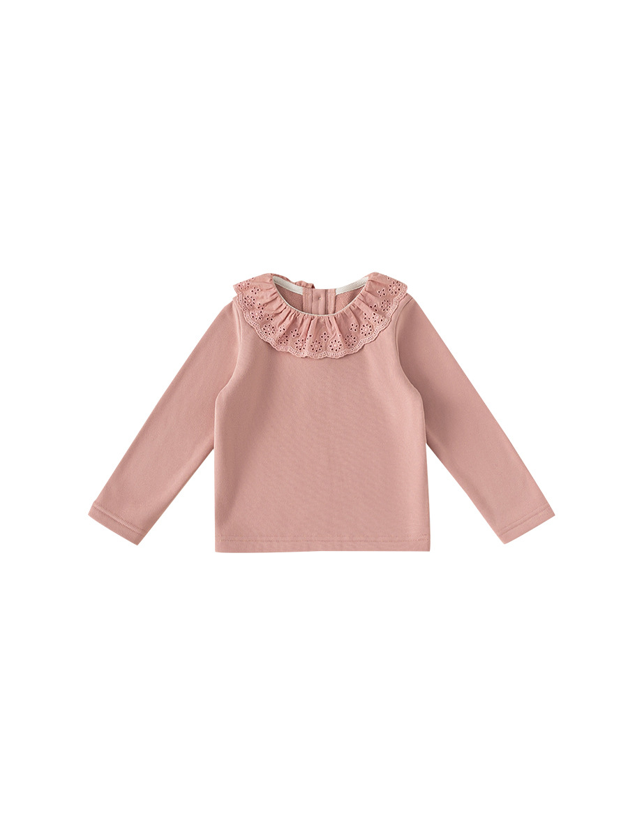 Ropa infantil Youbao, tops para niñas de primavera y otoño, nuevo estilo, tops de manga larga con cuello de muñeca de color sólido para niñas.
