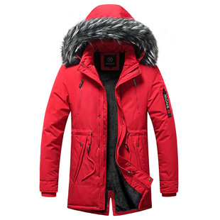 Down cotton-padded jacket men's winter latest young middle-aged fleece-lined thickened slim-fit mid-length Korean-style warm coat