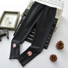 New 2024 Spring Girl's Leggings 95 Cotton Elastic Double Fold Girl Children's Pants Quality Running Quantity Model