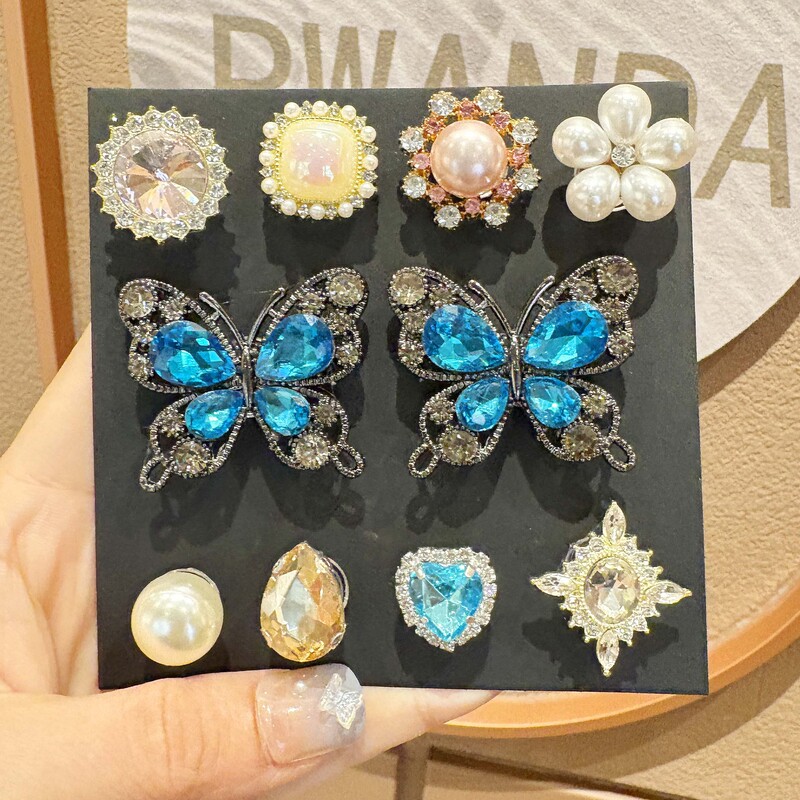 新品合金闪钻水晶蝴蝶高级感适配洞洞鞋扣cross鞋花DIY配件装饰品|undefined