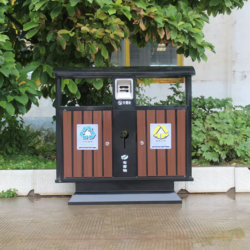 Outdoor Stainless Steel Trash Can, Large Commercial Sanitation Galvanized Trash Bin for Urban Municipal Areas and Outdoor Waste