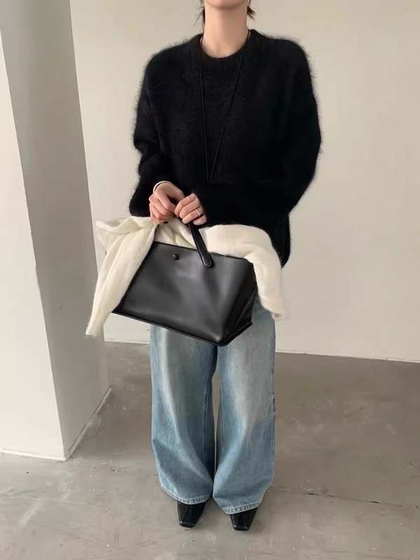 早秋冬仿水貂绒针织衫上衣女2025新款韩版宽松慵懒风长袖套头毛衣|undefined