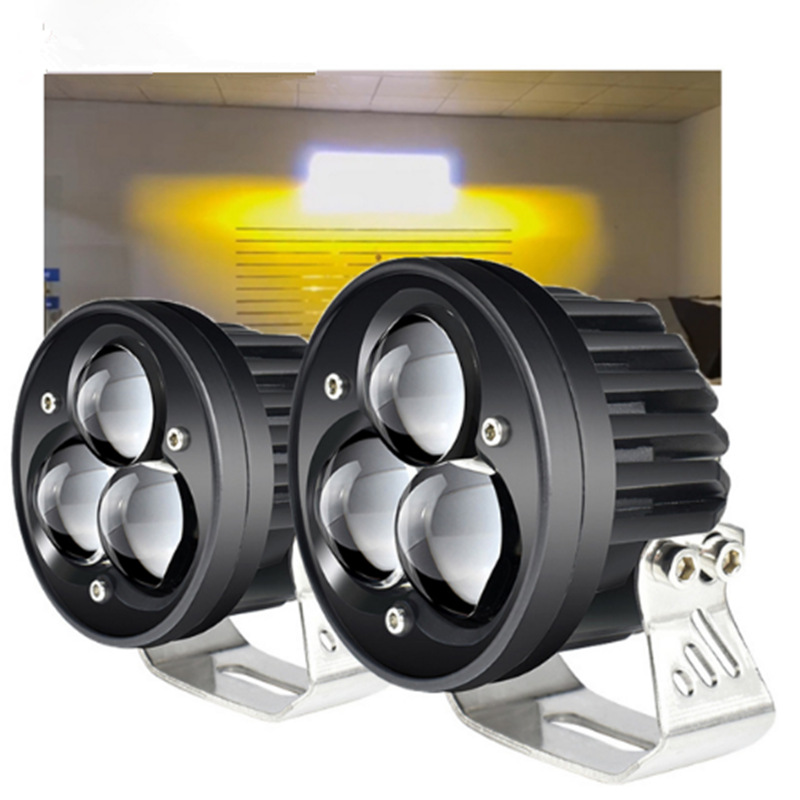 Nuevo U15 tres lentes de motor LED exterior faro de motocicleta auto modificado de dos colores LED foco